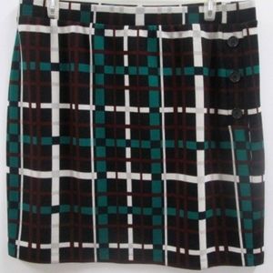 NWT SAMI & JO Stretchy Plaid Slip-On Elastic-Waist Retro Buttoned Mini Skirt